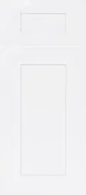Shaker White (SW) sample door, five-piece shaker, full overlay